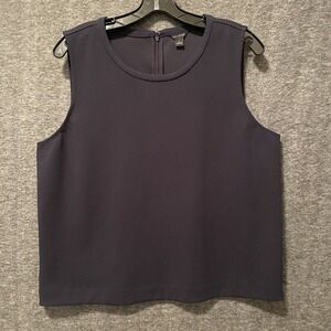 Ann Taylor‎ Top Women Large Navy Blue Sleeveless Tank Shell Office Career Preppy